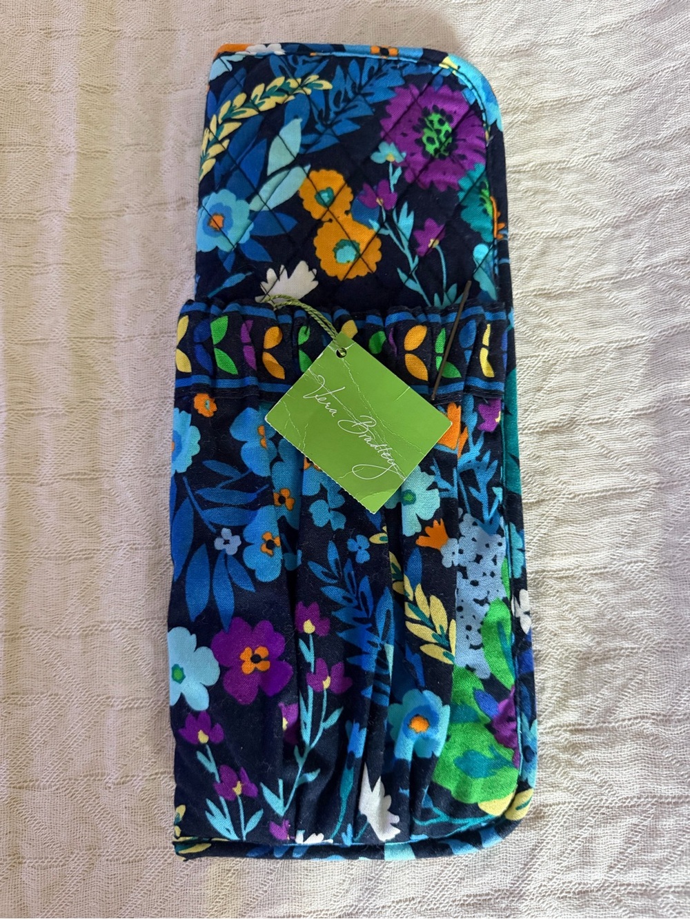 Vera Bradley Navy Floral Quilted Hair Accessory Pouch for hair iron
